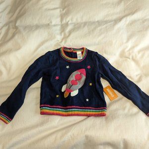 Gymboree Girls Rocket Sweater size 4T Blue with rainbow hem